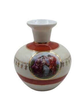 Vintage German Neoclassical Porcelain Bud Vase Gold Accents Victorian Style